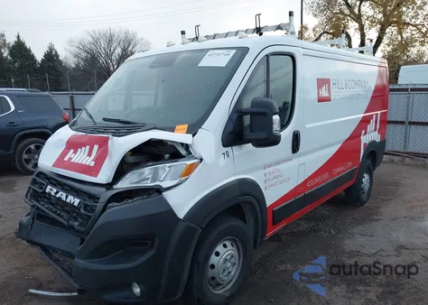 2023 Ram Promaster 2500 Low Roof 136 Wb из США, поврежденный, VIN 3C6LRVVG7PE572178